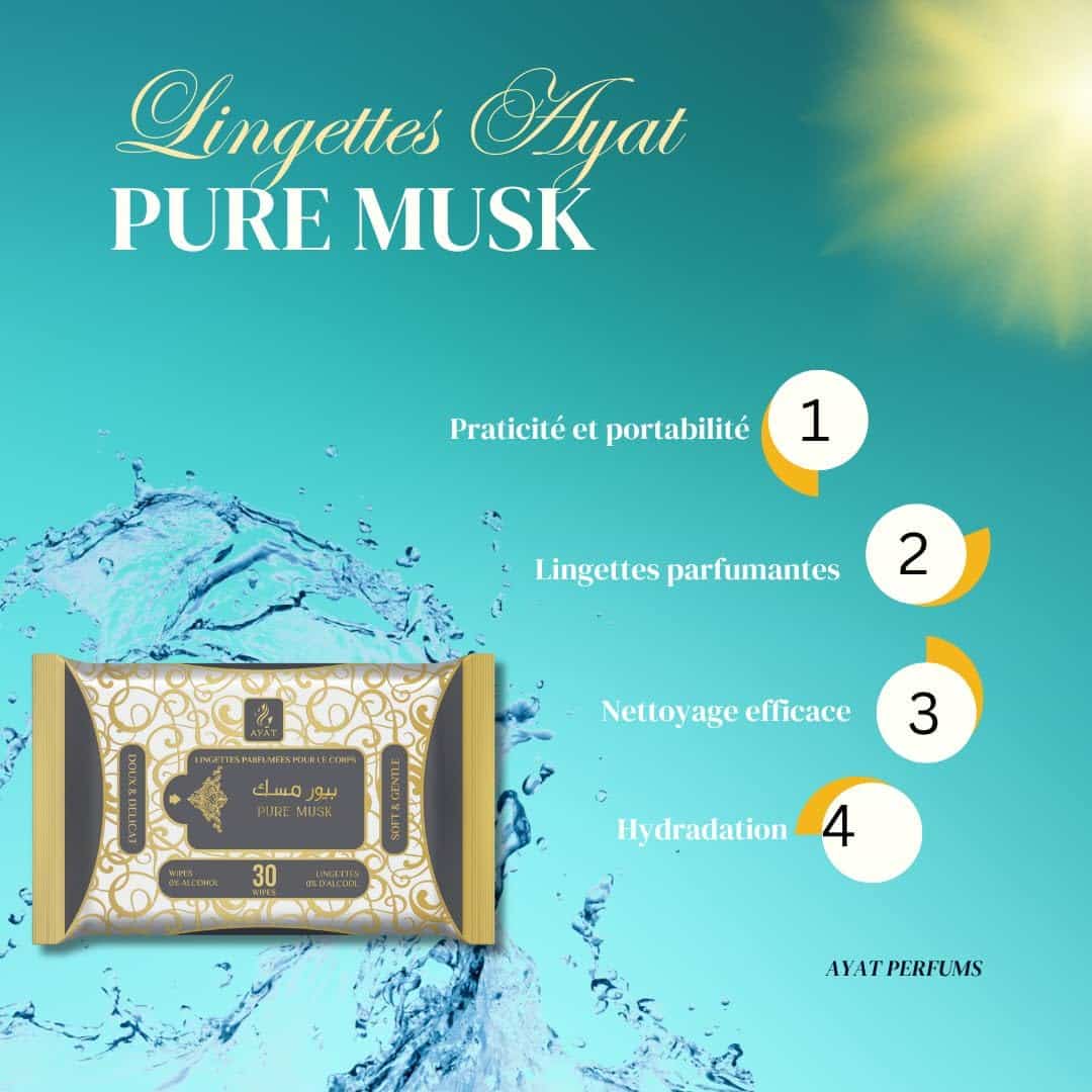 Lingettes Parfumées pour le coprs PURE MUSK Ayat Perfumes